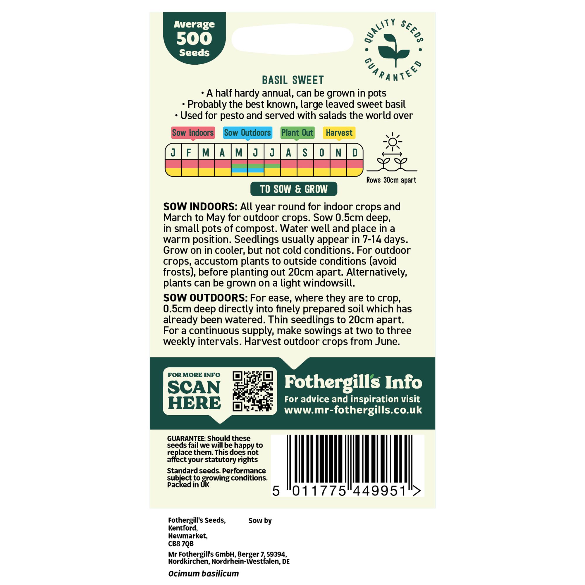 Mr Fothergills Oh Sow Simple Basil Herb Seeds
