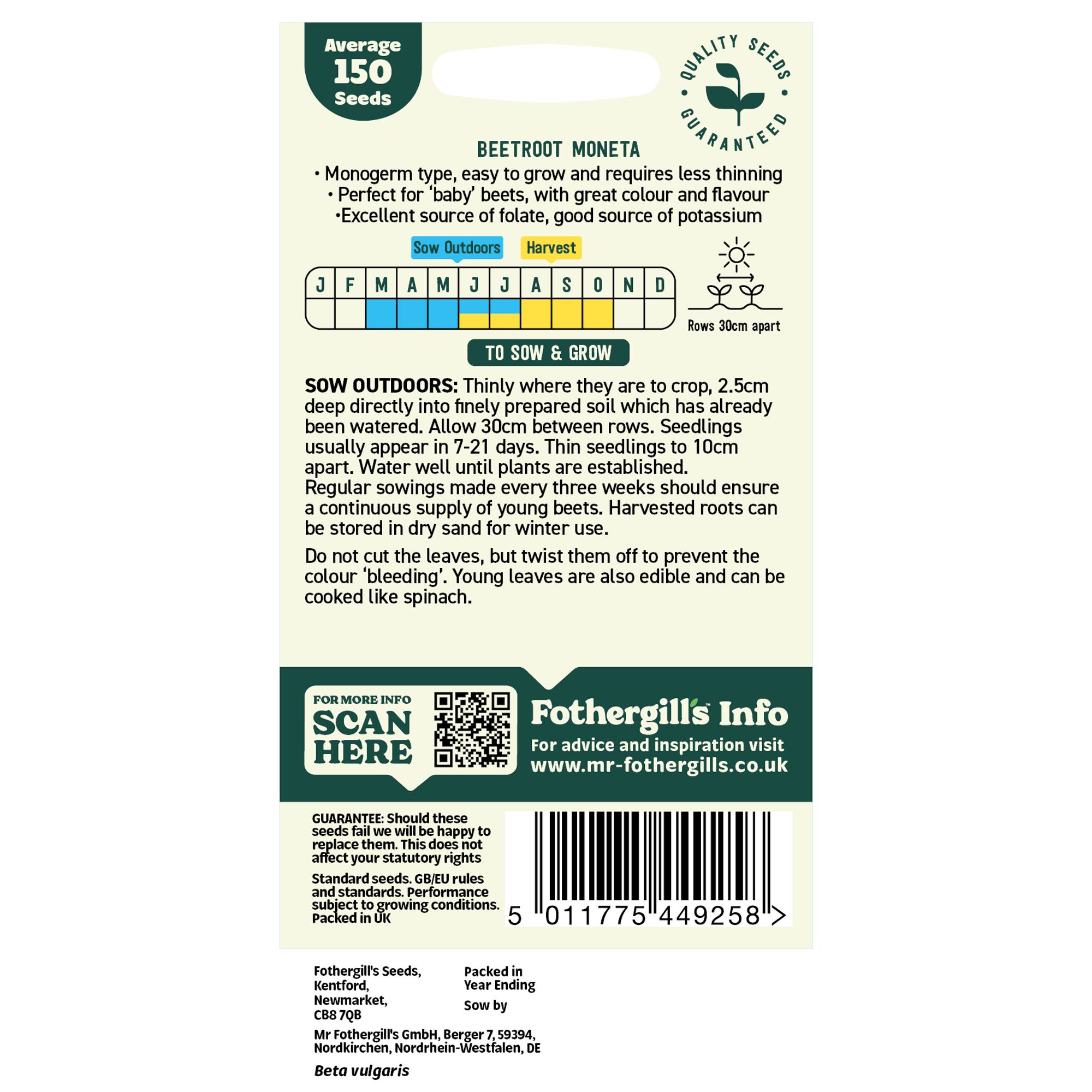 Mr Fothergills Oh Sow Simple Beetroot Vegetable Seeds