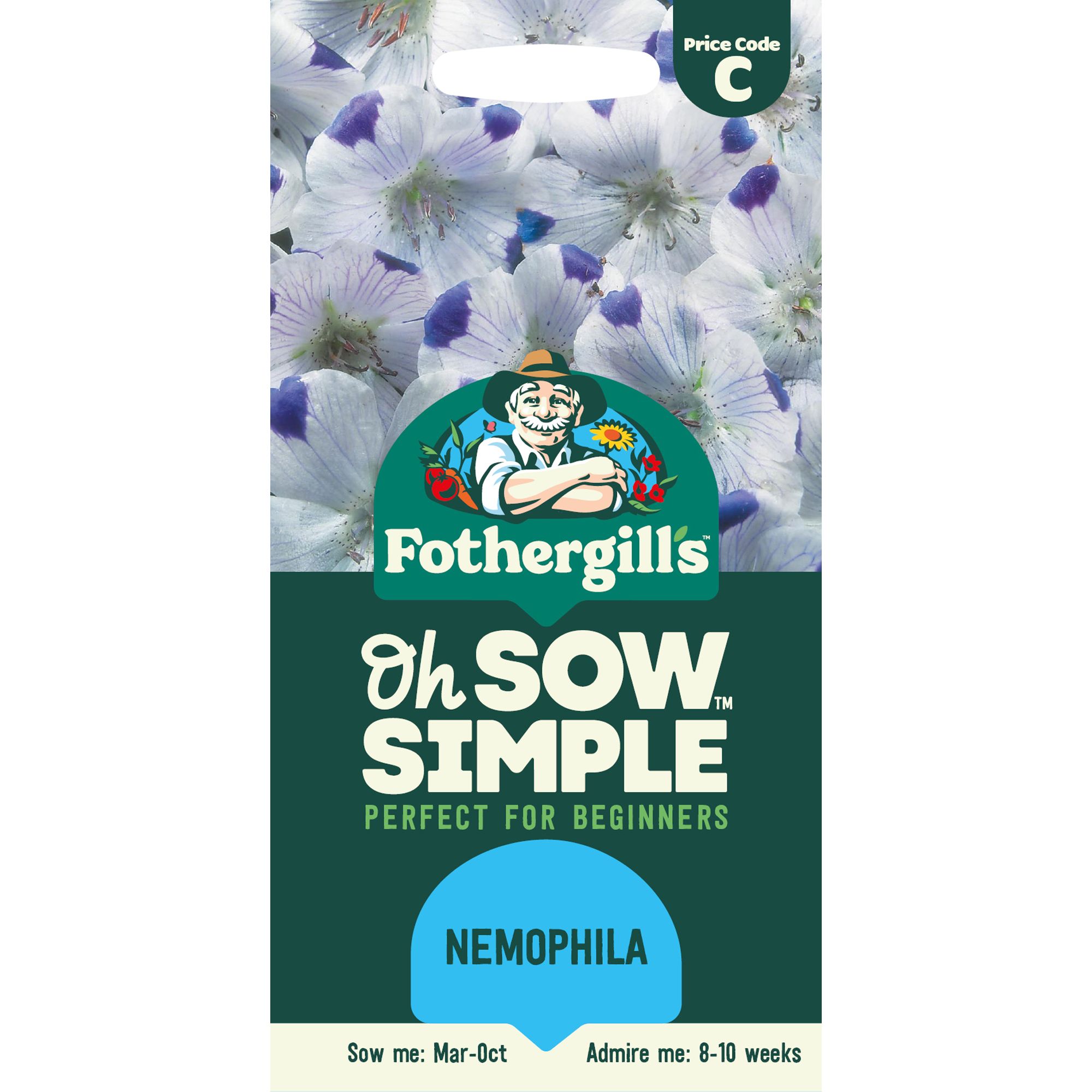 Mr Fothergills Oh Sow Simple Five Spot Nemophila Flower Seeds