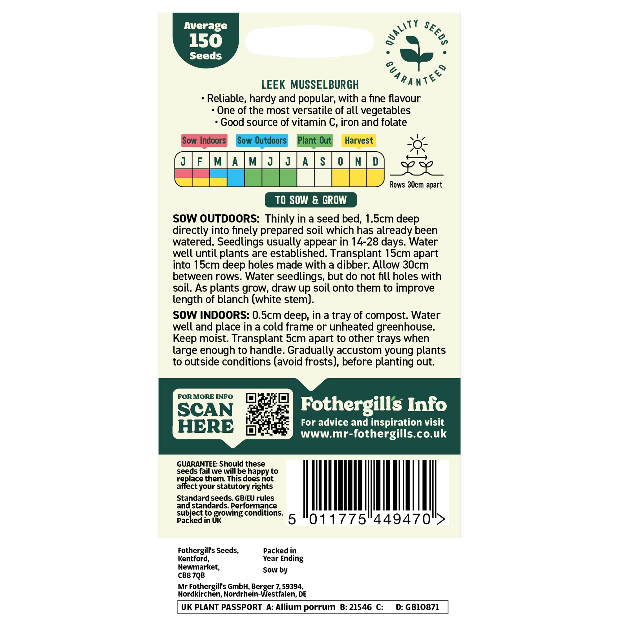 Mr Fothergills Oh Sow Simple Leek Vegetable Seeds