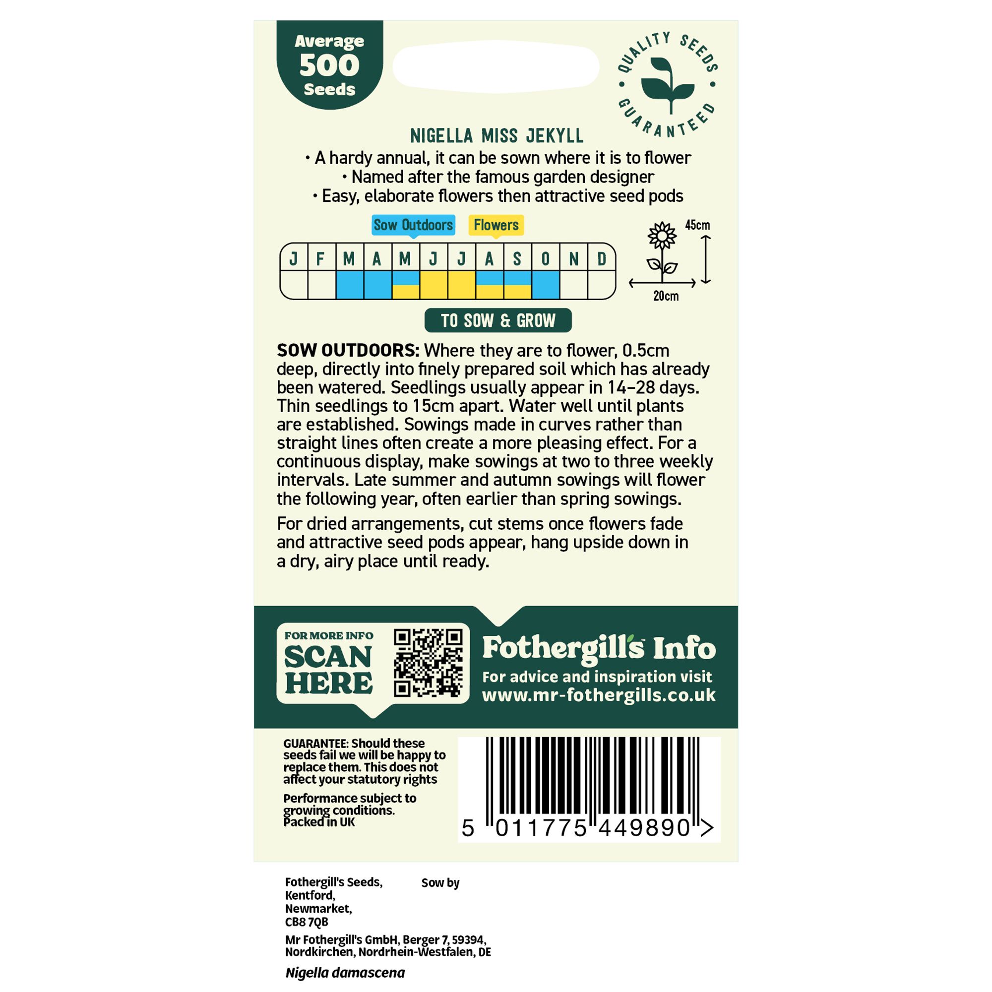 Mr Fothergills Oh Sow Simple Miss Jekyll Nigella Flower Seeds