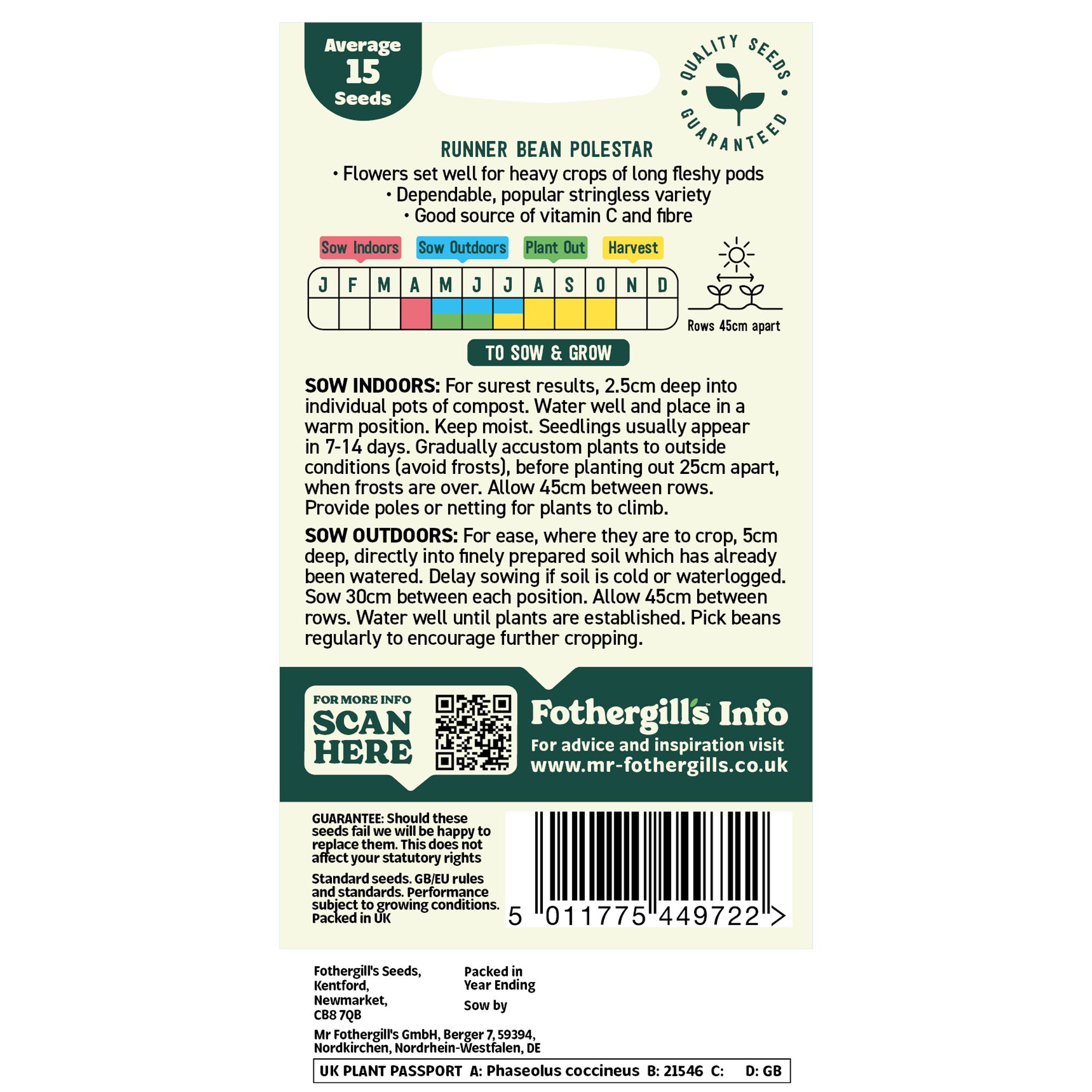 Mr Fothergills Oh Sow Simple Runner bean Vegetable Seeds