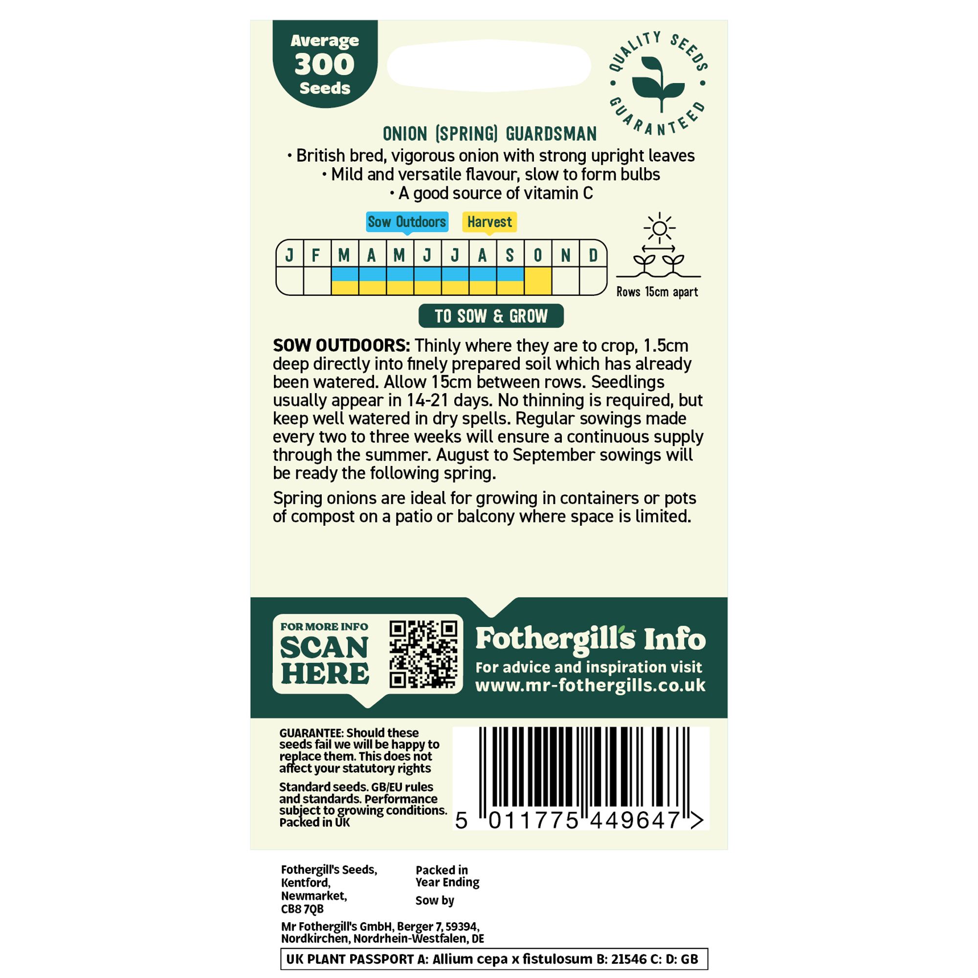 Mr Fothergills Oh Sow Simple Spring onion Vegetable Seeds