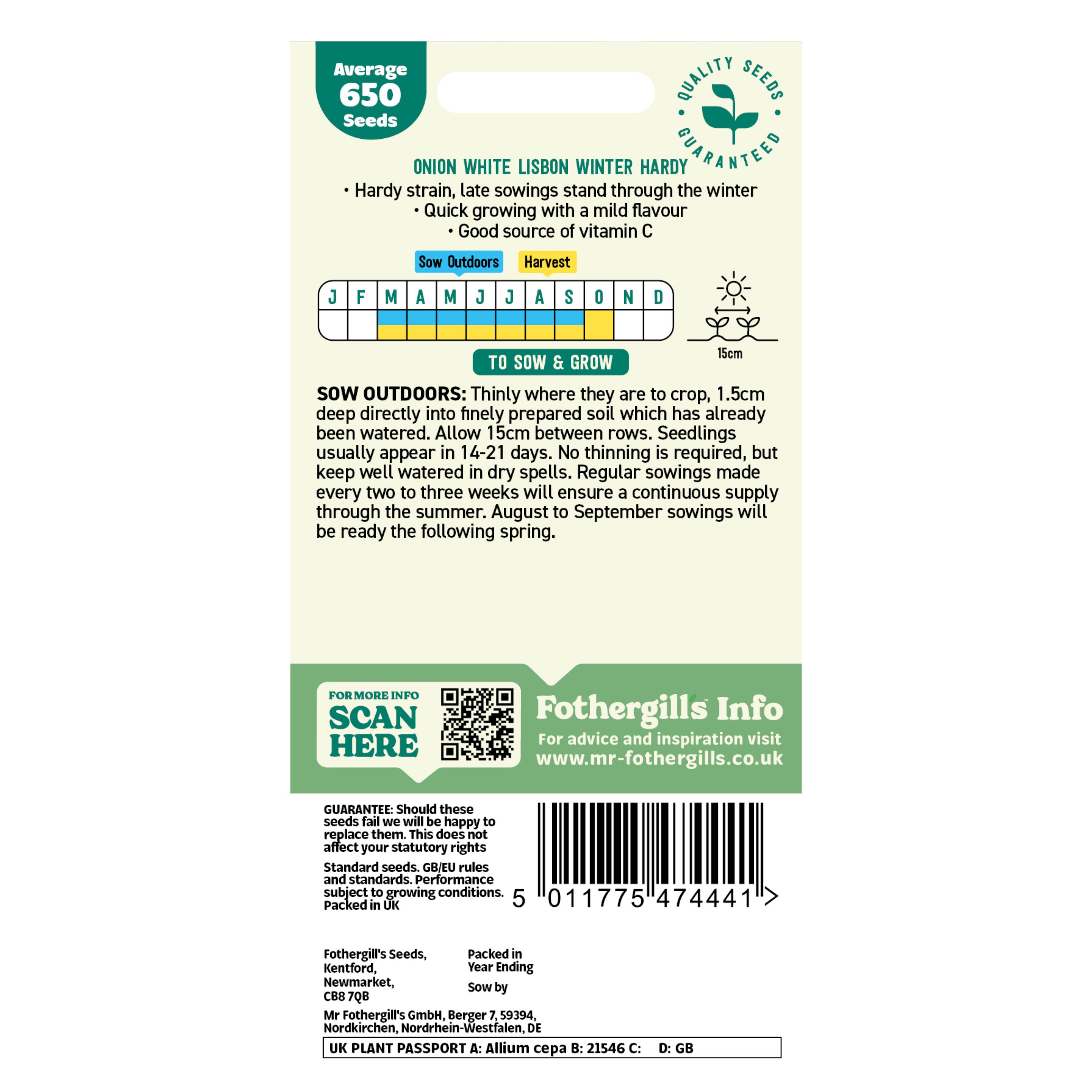 Mr Fothergills Spring onion 'White Lisbon Winter Hardy' Vegetable Seeds