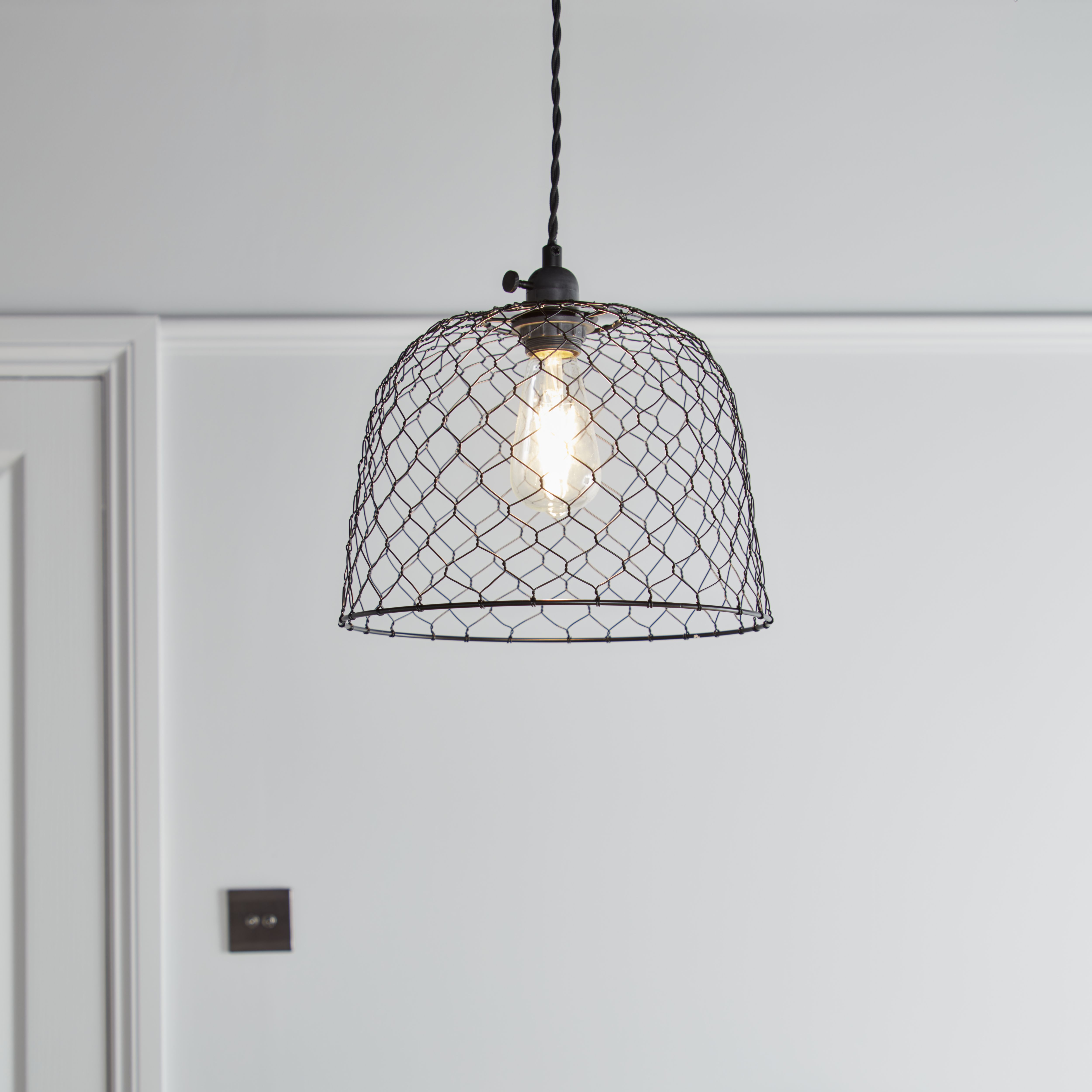 Muanza Matt Black Pendant ceiling light, (Dia)300mm | DIY at B&Q