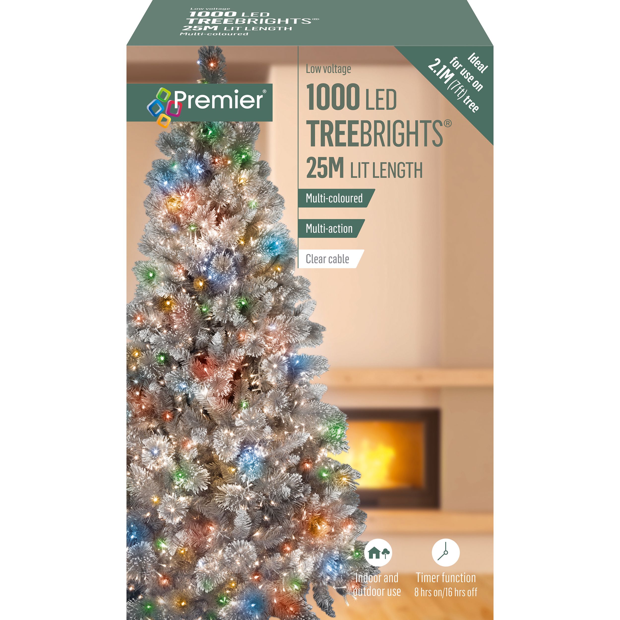 Multi-action 1000 Multicolour Treebrights LED String lights With timer ...