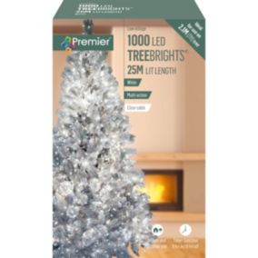 Multi-action 1000 White Treebrights LED With timer function String lights with 5m Clear cable