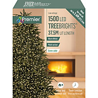 Multi-action 1500 Warm white Treebrights LED String lights with 5m Green cable
