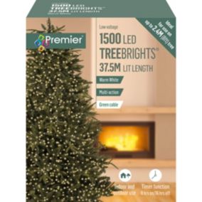 Multi-action 1500 Warm white Treebrights LED String lights with Green cable