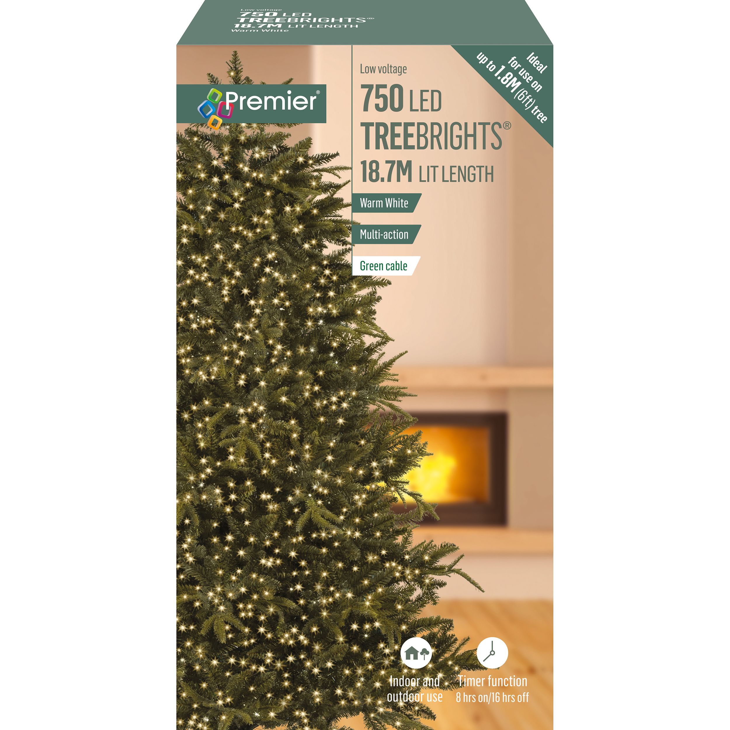 Multi-action 750 Warm white Treebrights LED String lights With timer ...