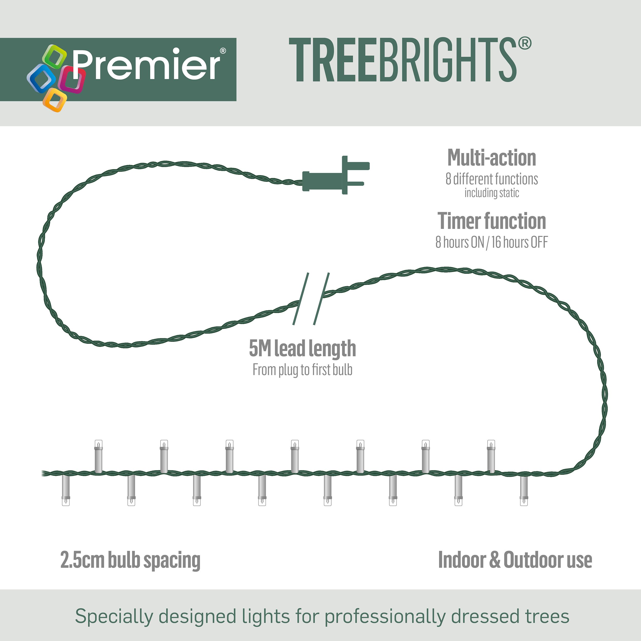 Multi-action 750 White Treebrights LED String lights With timer ...