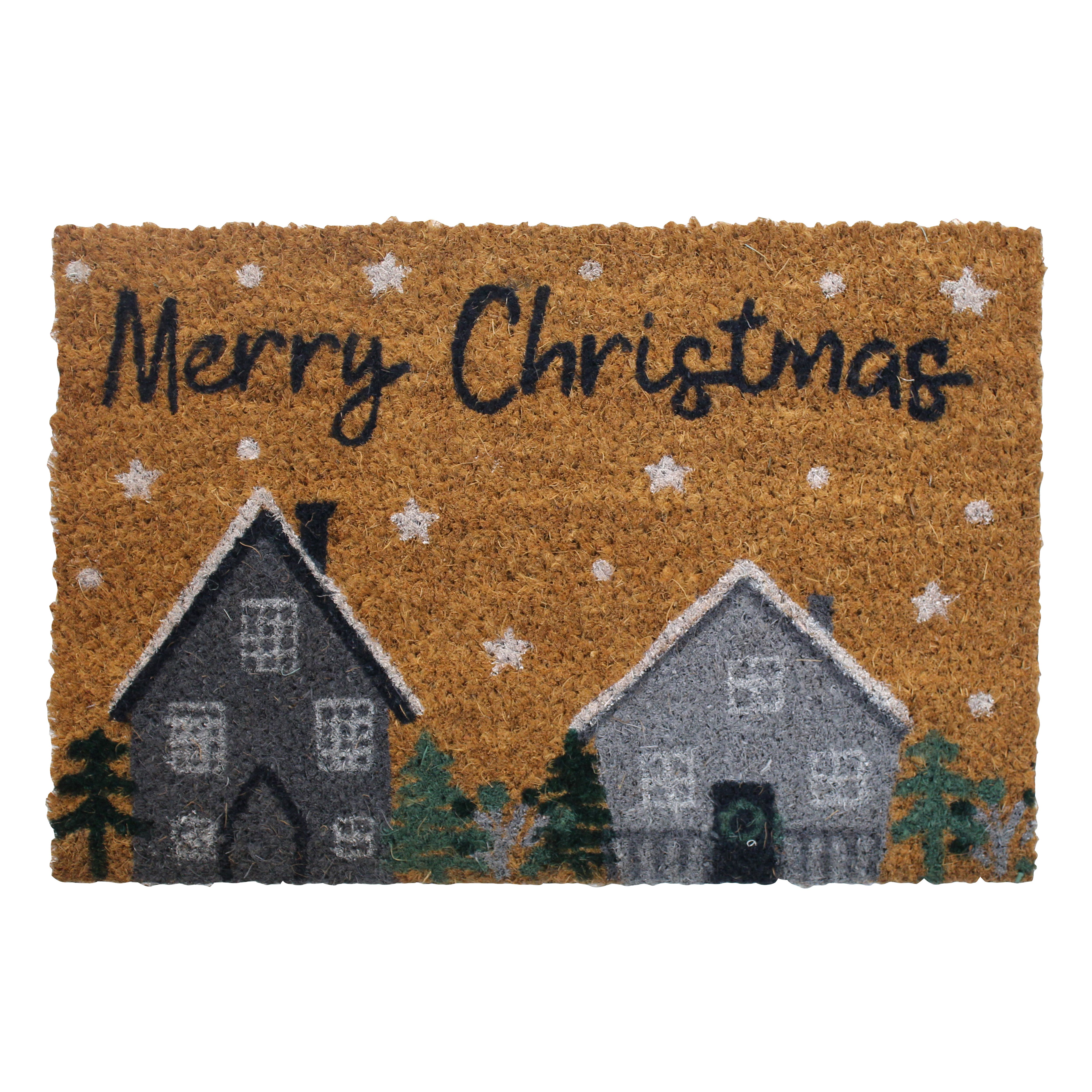 Multi Christmas Houses Door mat, 57cm x 40cm