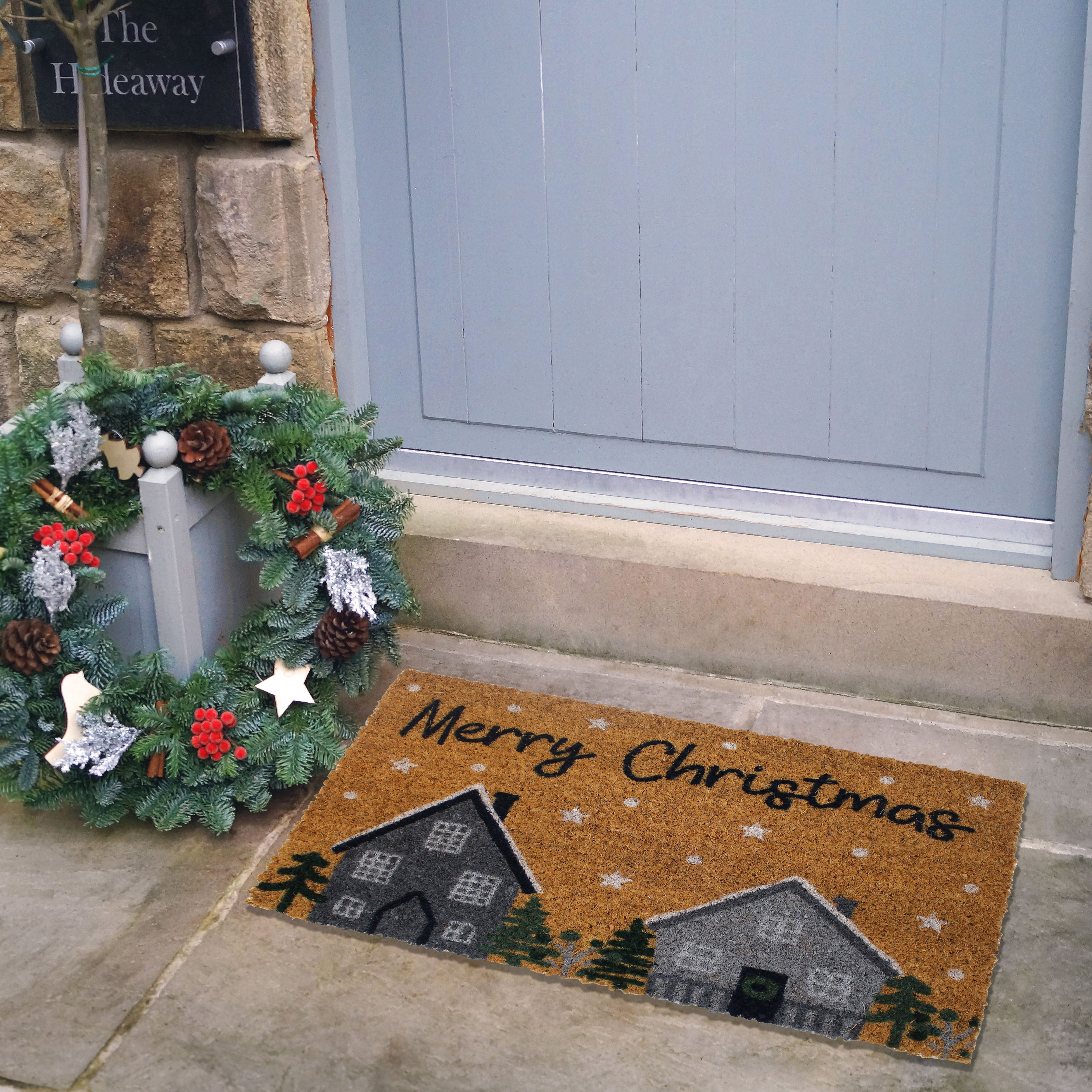 Multi Christmas Houses Door mat, 57cm x 40cm