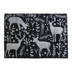 Multi Christmas Skandi Deer Door mat, 57cm x 40cm