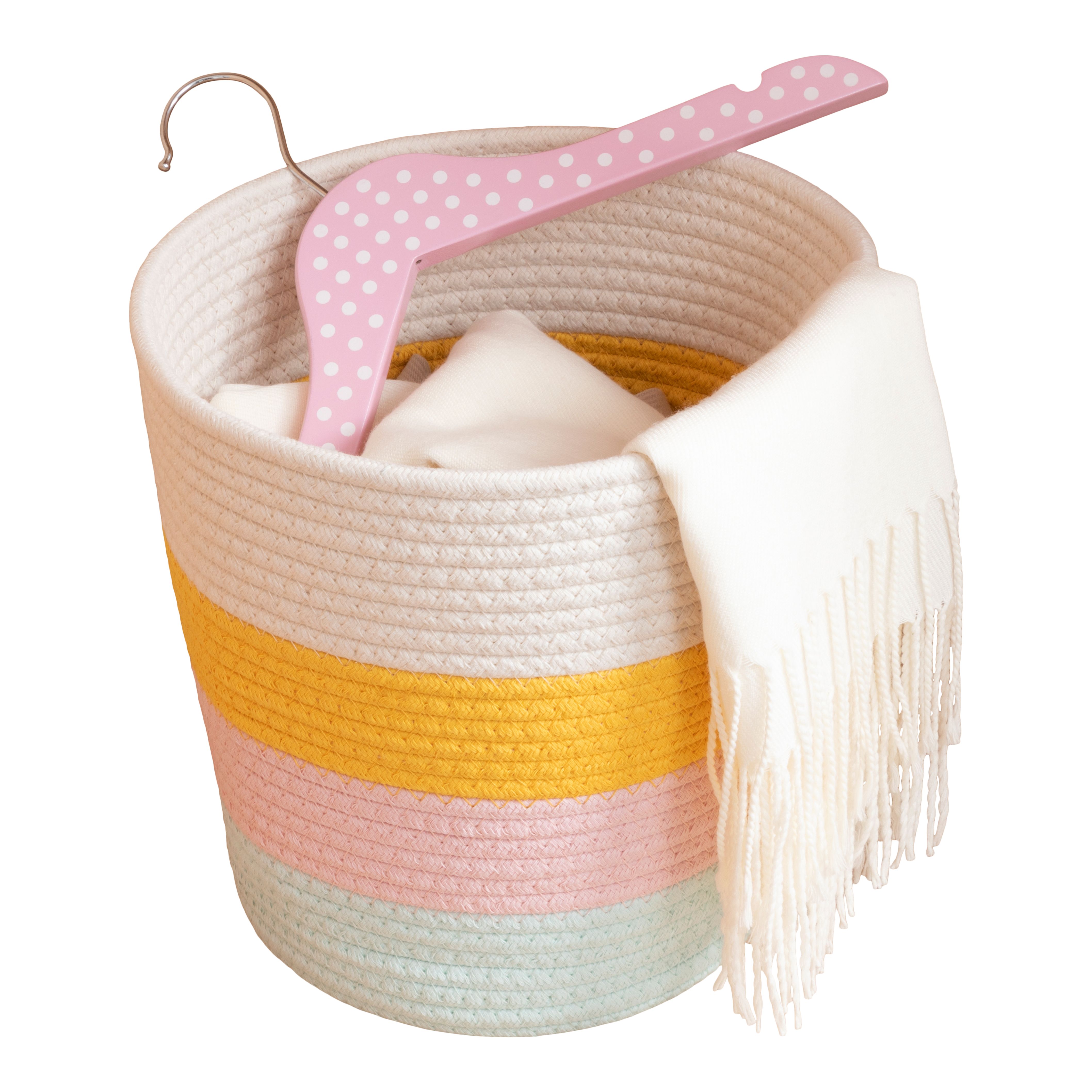 Multi-colour Rope Effect Cotton Medium Stackable Storage basket (H)25cm (W)25cm