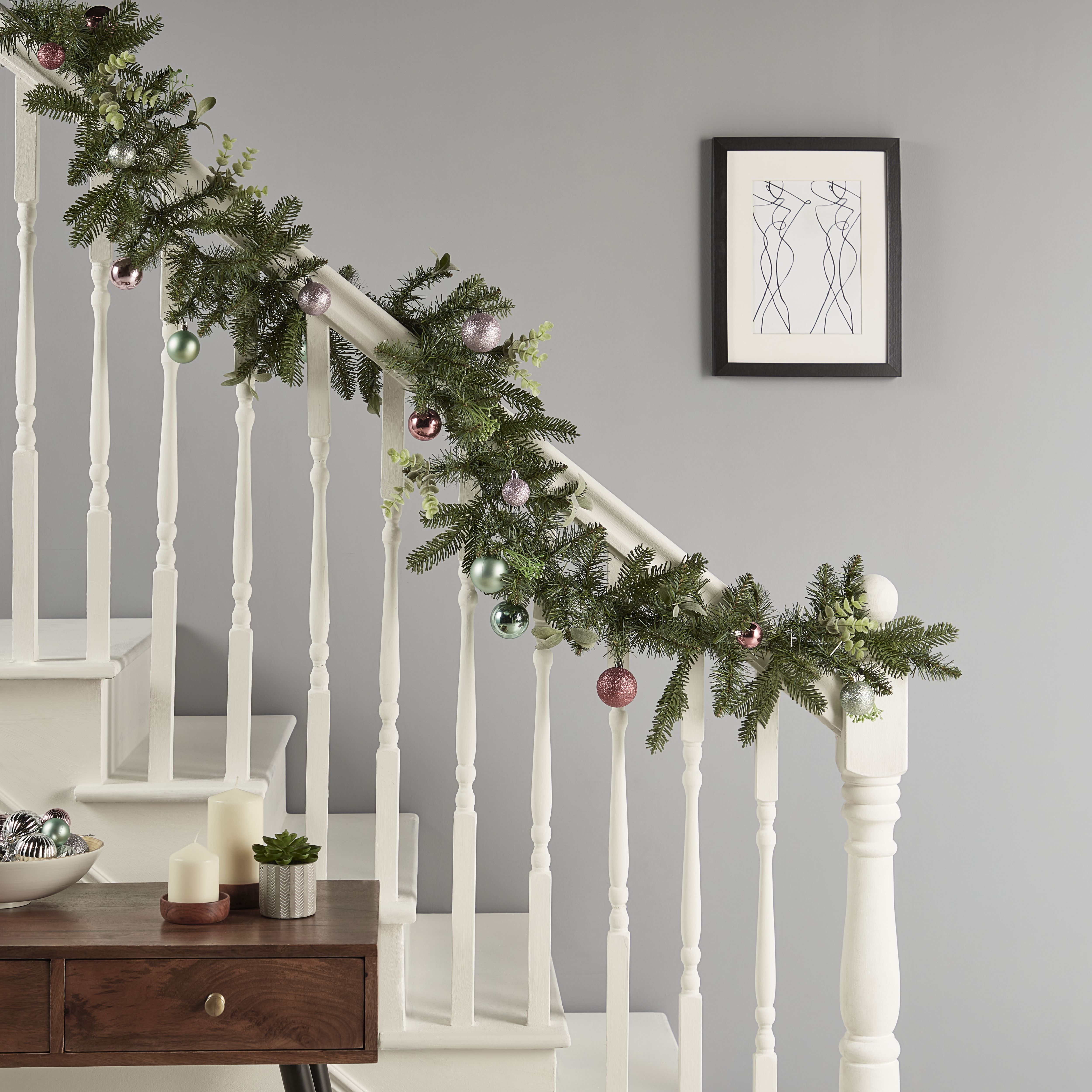 Multi-effect Bauble Green Christmas garland