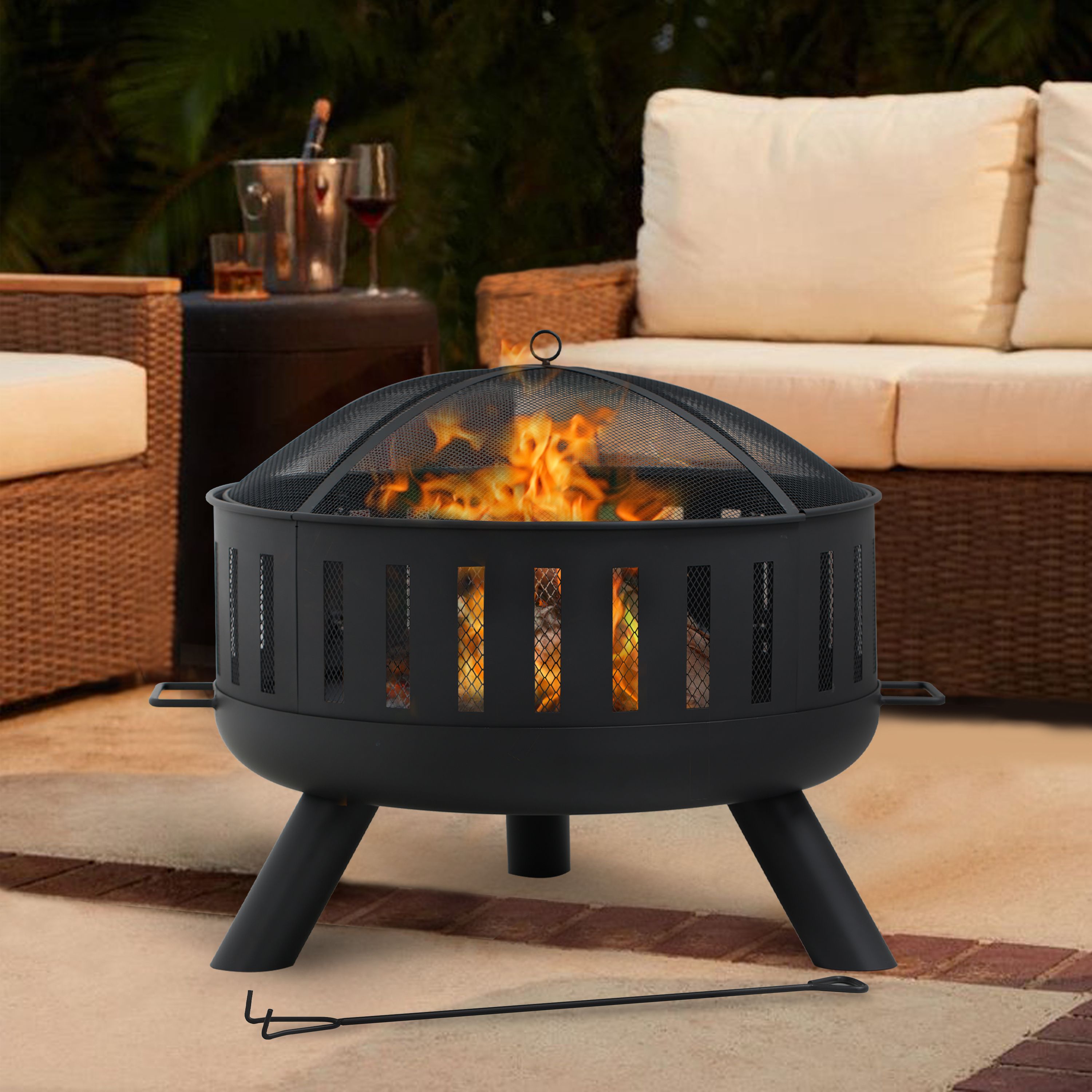 Multi layer Steel Matt Black Round Firepit