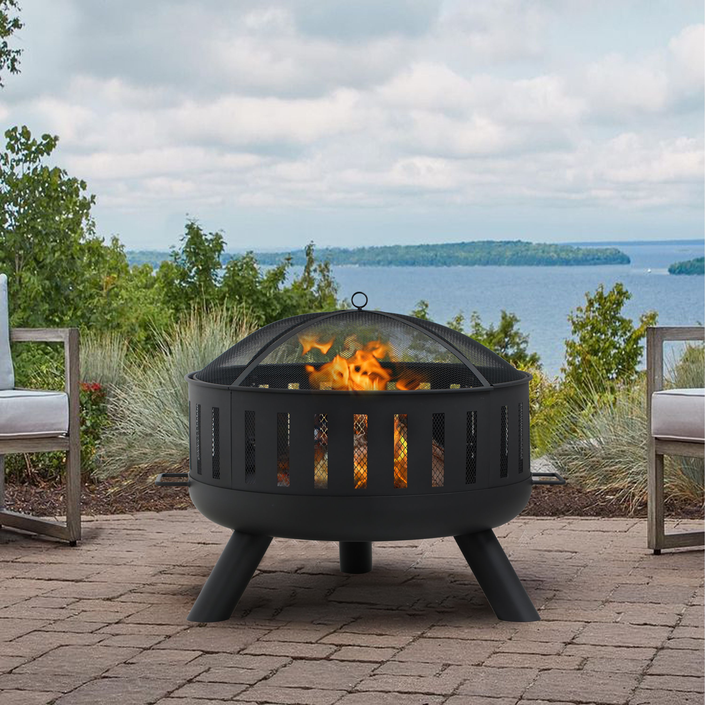 Multi layer Steel Matt Black Round Firepit