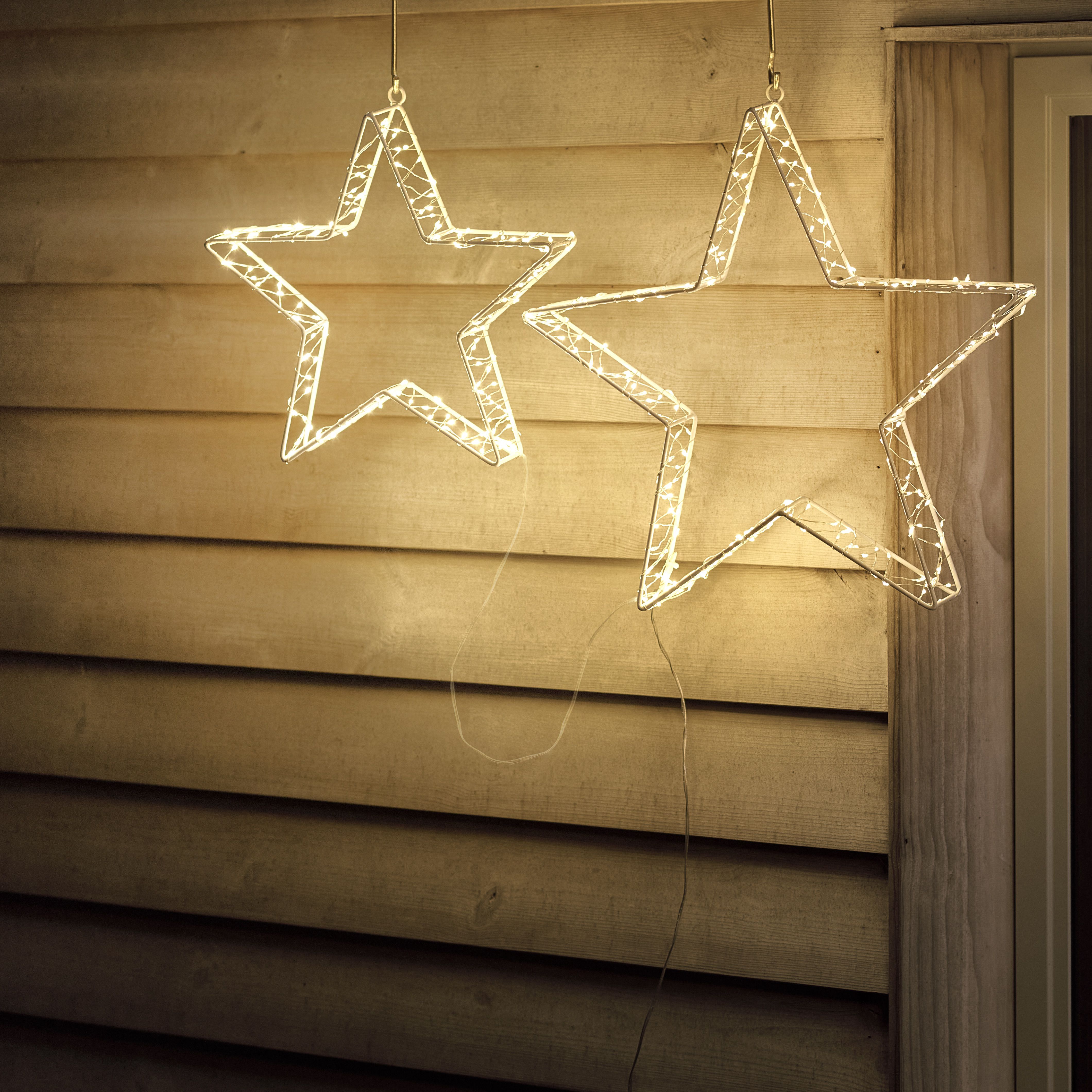 Multi White LED Wire Stars Silhouette (H) 400mm