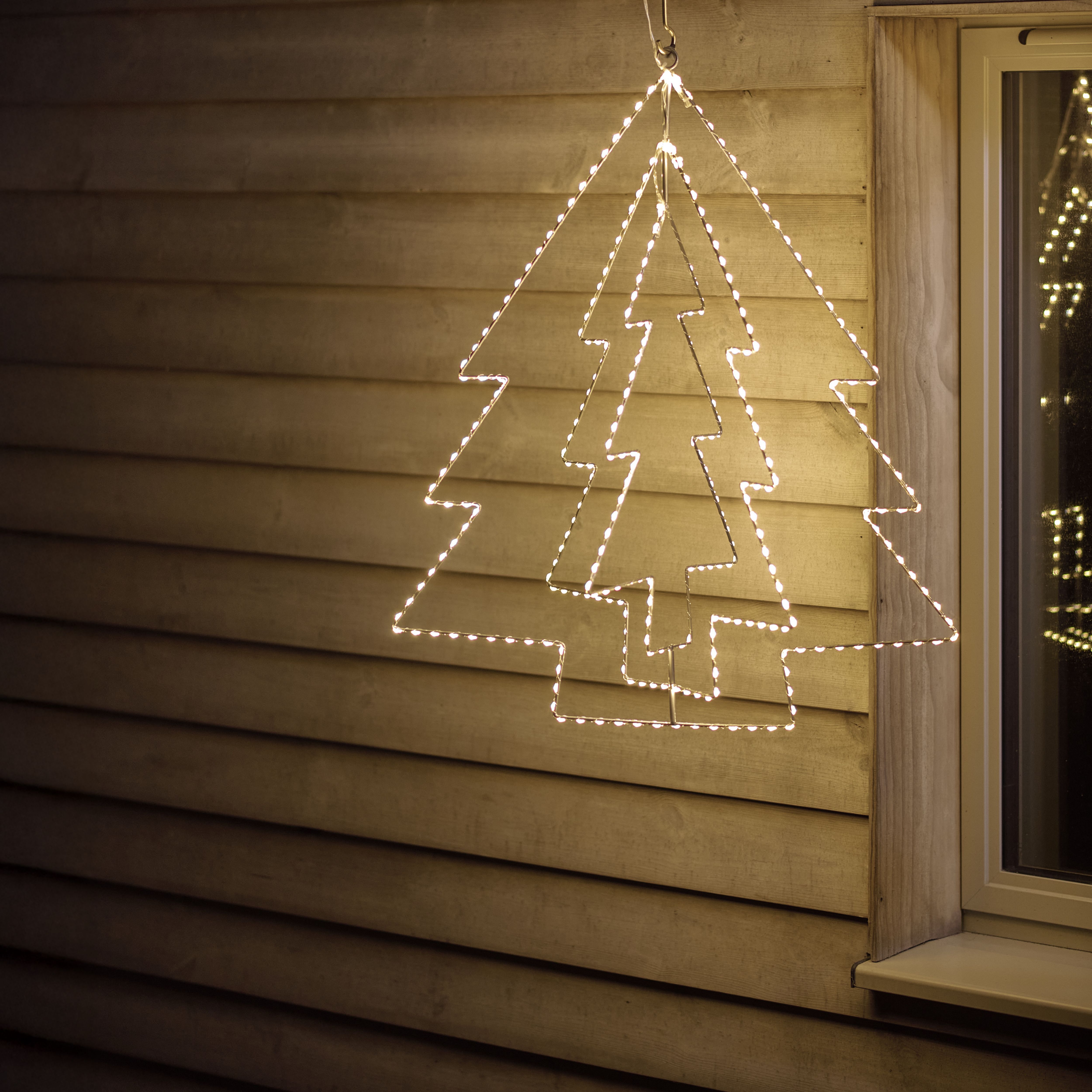 Multi White LED Wire Tree Silhouette (H) 690mm