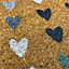 Multicolour Blue Hearts Door mat, 57cm x 40cm