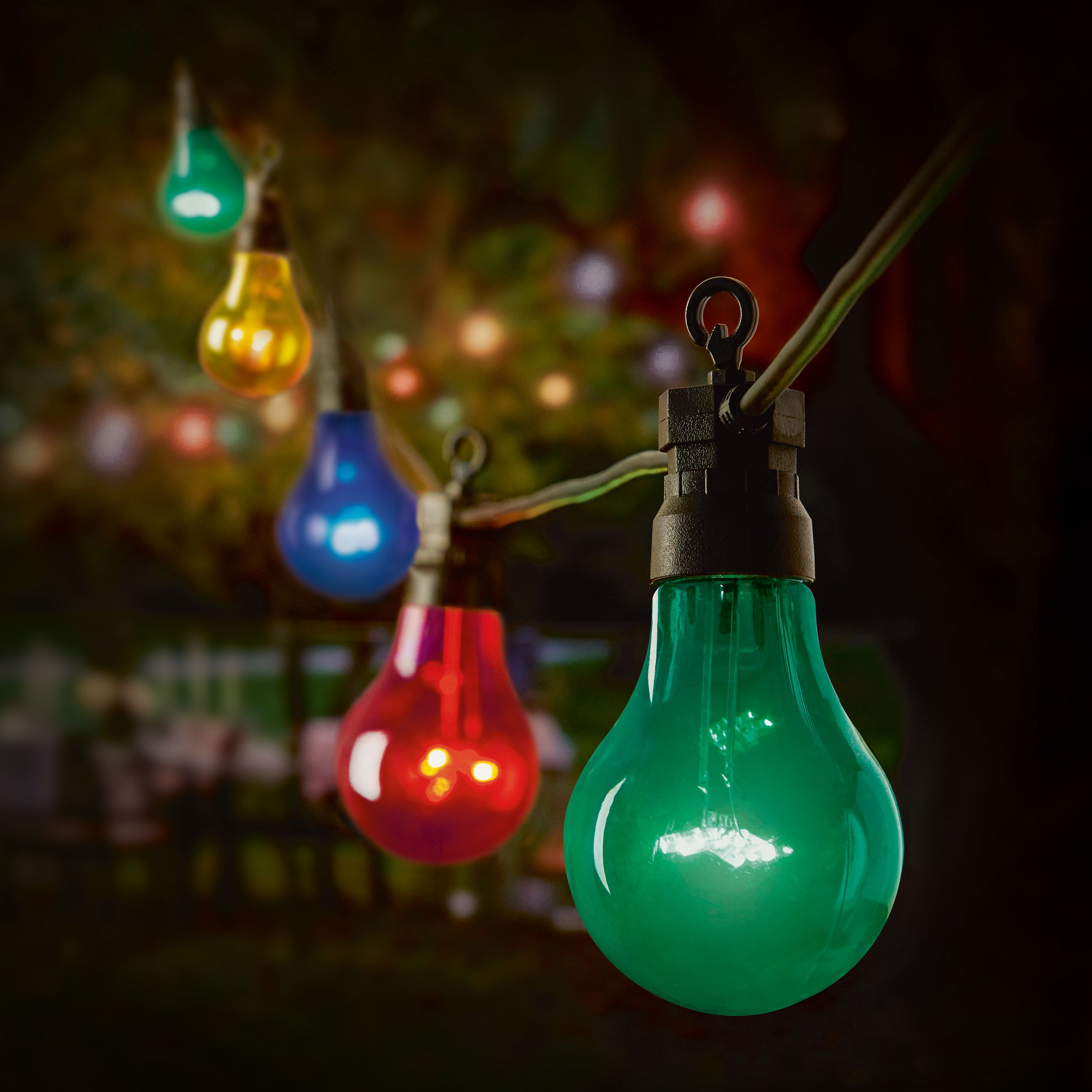 Multicolour Bulb LED Festoon lights Black cable DIY at B&Q