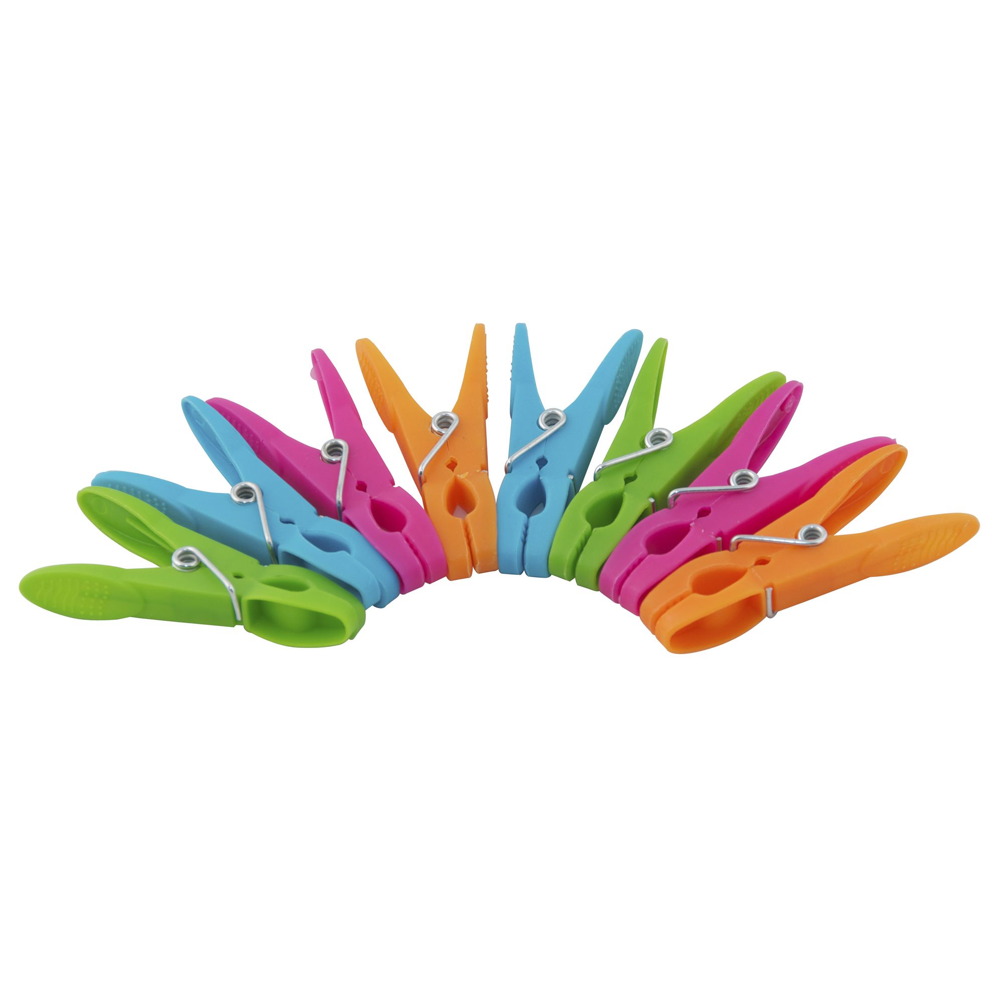 Multi-Coloured Plastic Clothes Pegs - With Soft Grip