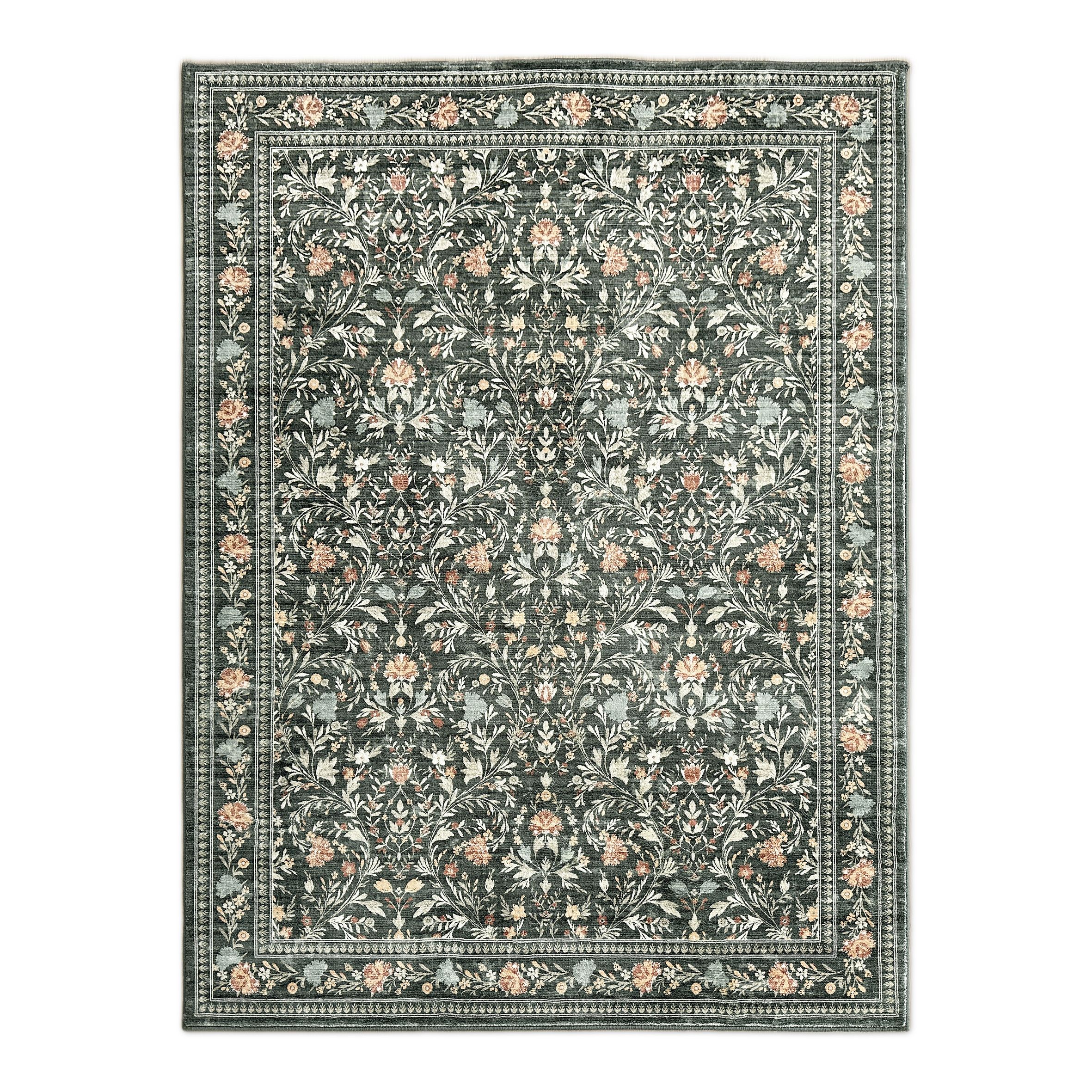 Multicolour Floral Medium Rug, (L)160cm x (W)120cm