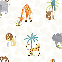 Multicolour Jungle animals Smooth Wallpaper