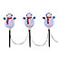 Multicolour LED Indoor & outdoor Snowmen Stake light, Set of 3
