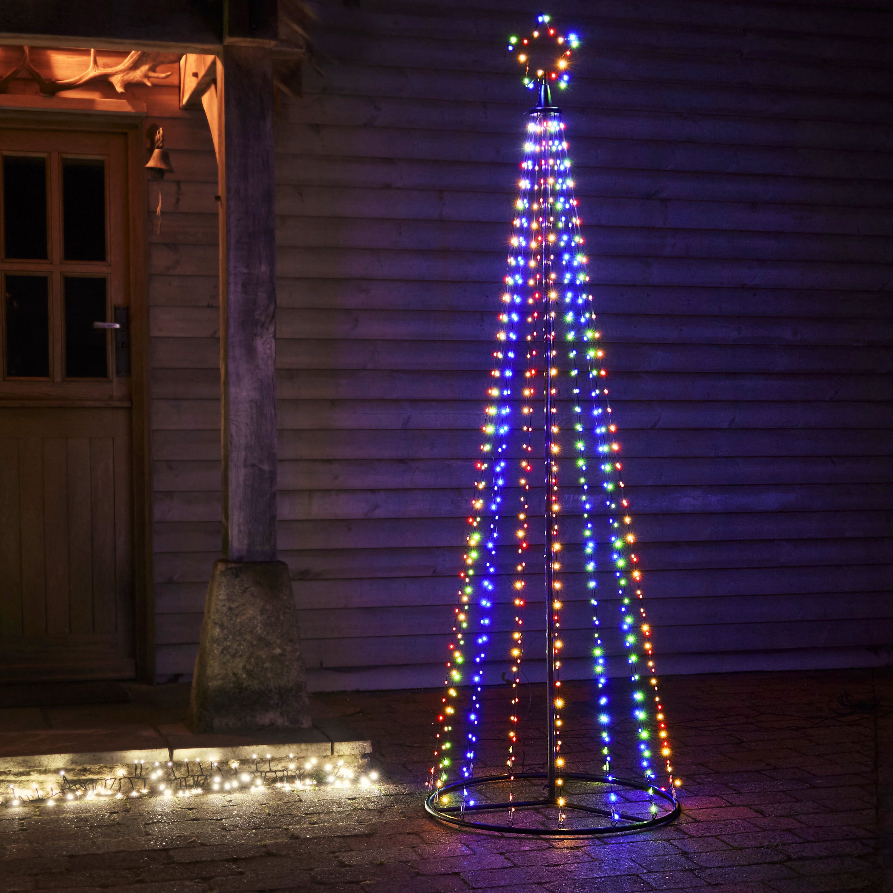 Multicolour LED Pyramid tree Silhouette (H) 2100mm
