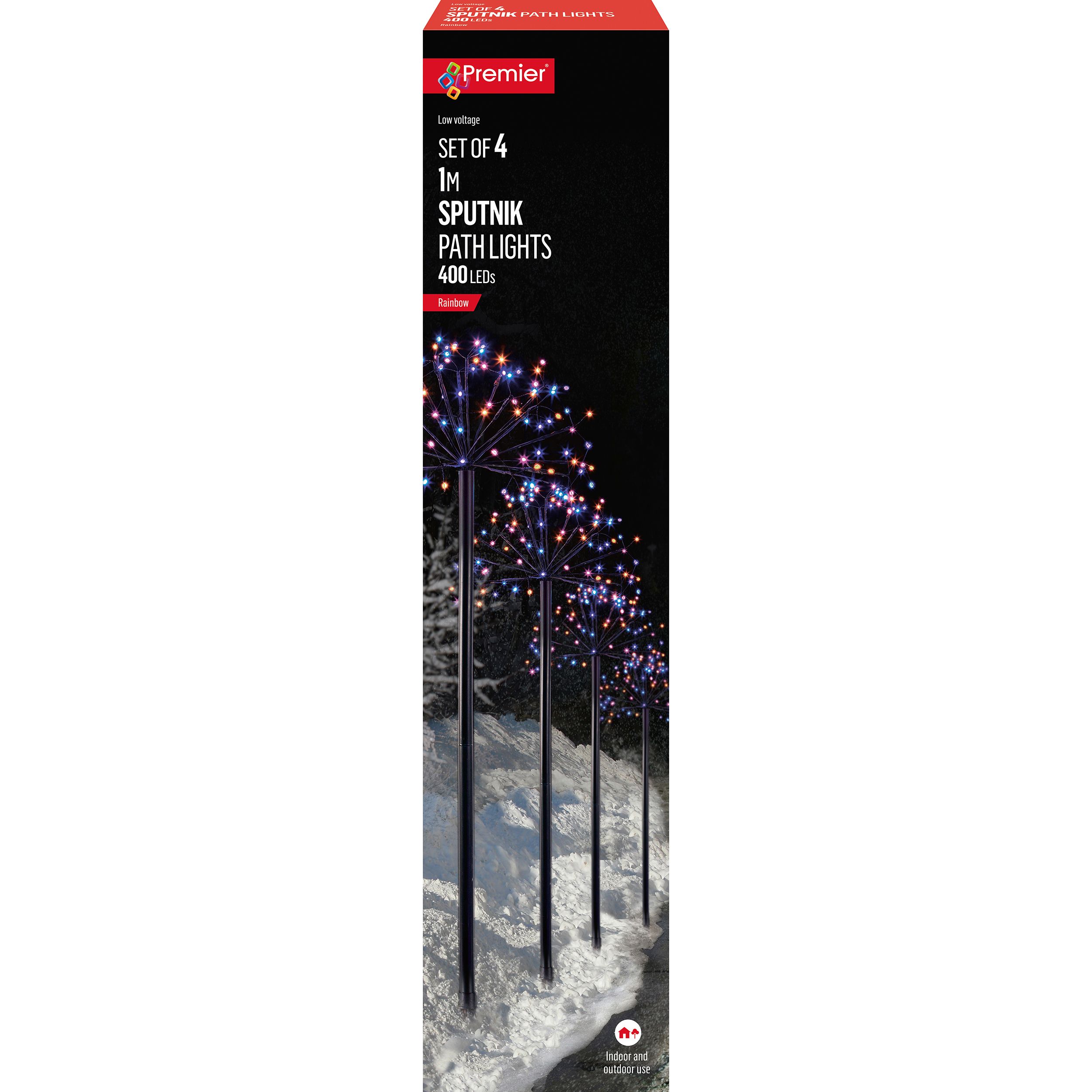 Multicolour LED Rainbow Sputnik Single christmas light (H) 1000mm, Set of 4
