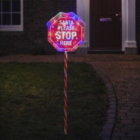 Multicolour LED Red & white Santa stop Silhouette (H) 1100mm