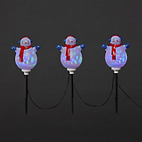 Multicolour LED Snowmen Silhouette, Set of 3