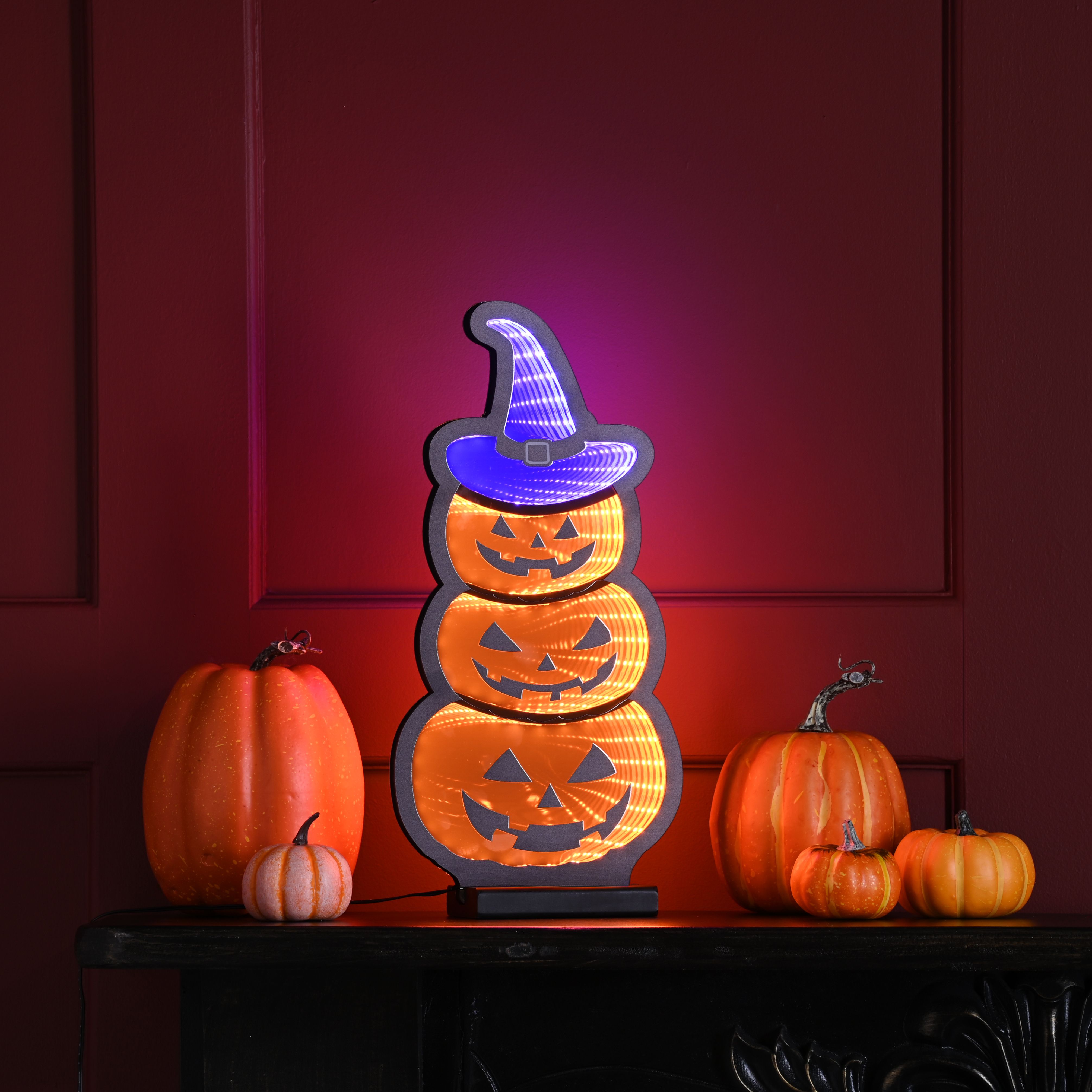Multicolour LED Stacked pumpkins Infinity light (H) 400mm