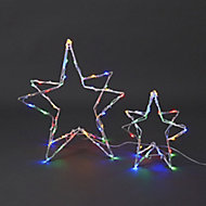 Multicolour LED Stars Silhouette, Set of 2