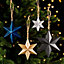 Multicolour Metal Star Hanging decoration set, Set of 12