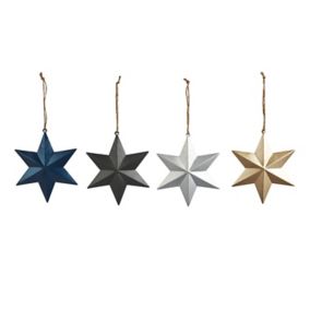 Multicolour Metal Star Hanging decoration set, Set of 12