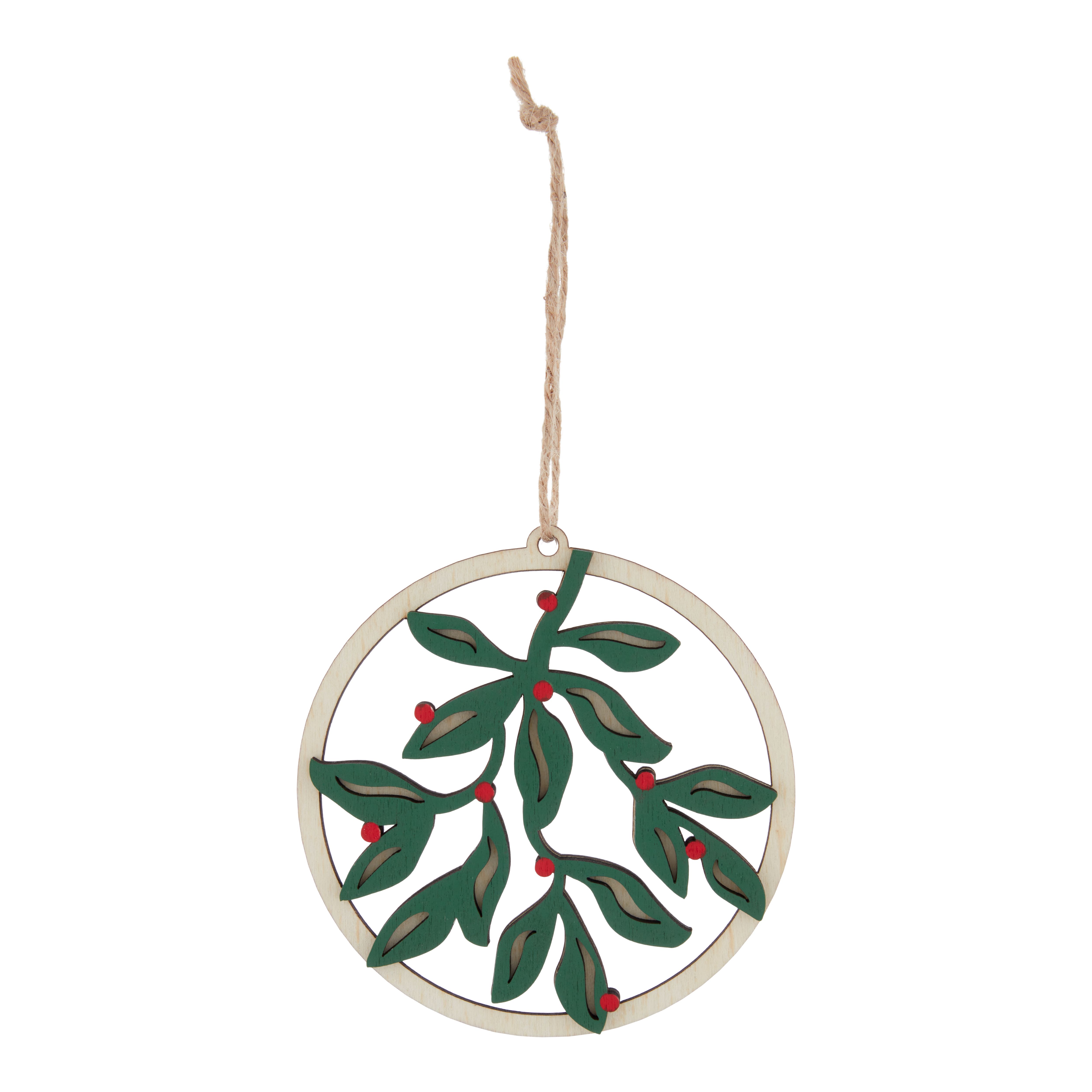 Multicolour Mistletoe Wood Circular Hanging decoration