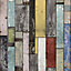 Multicolour Painted wooden planks Wood effect Smooth Wallpaper