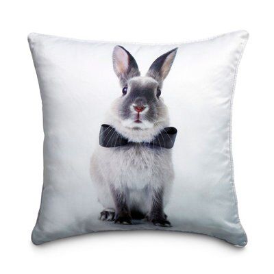 Multicolour Rabbit in a bow tie Print effect Cushion, (L)43cm