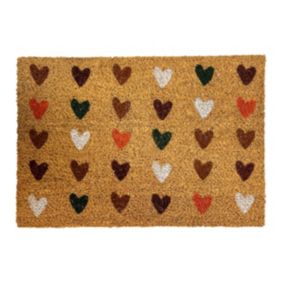 Multicolour Red Hearts Door mat, 57cm x 40cm