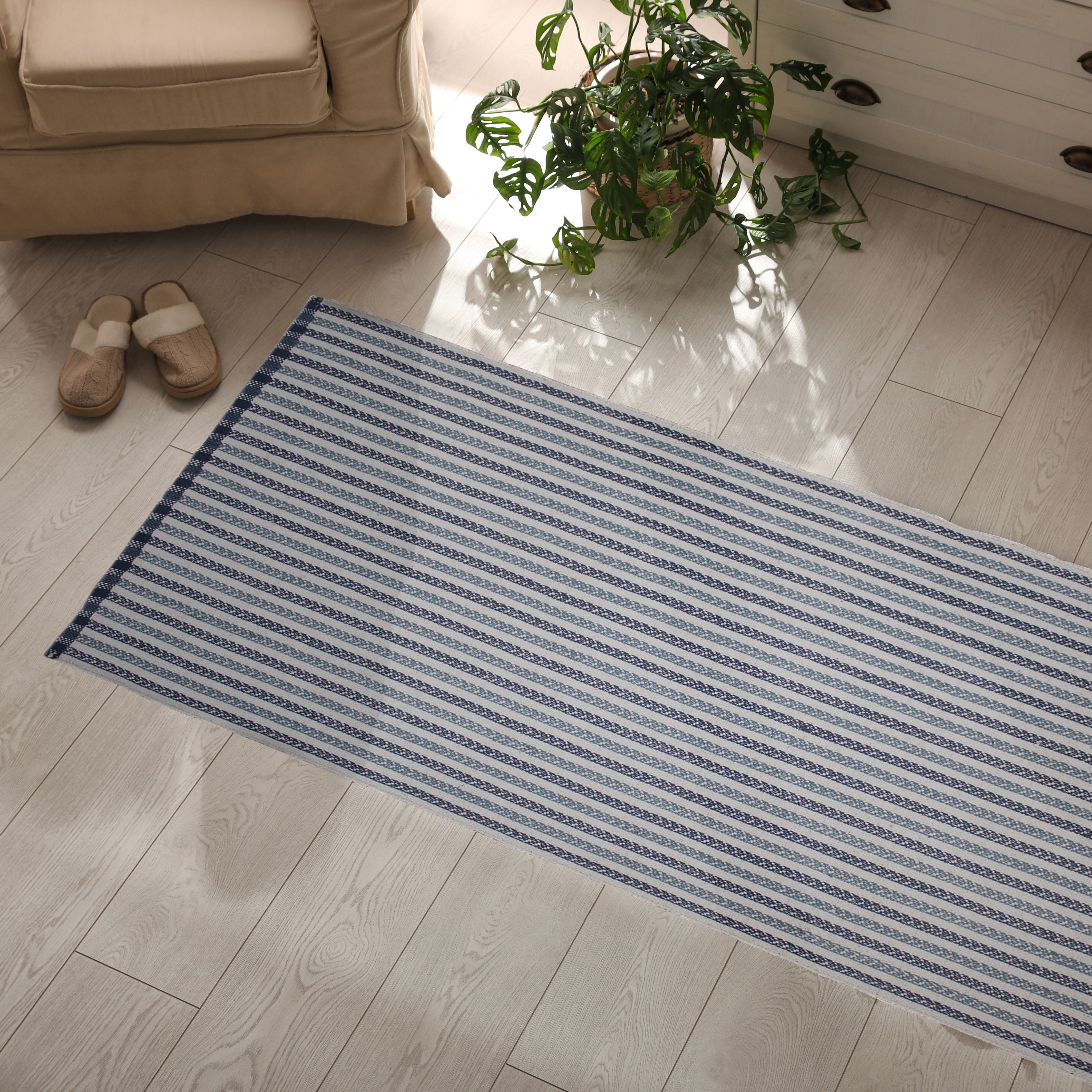 Multicolour Striped Small Runner, (L)150cm x (W)80cm