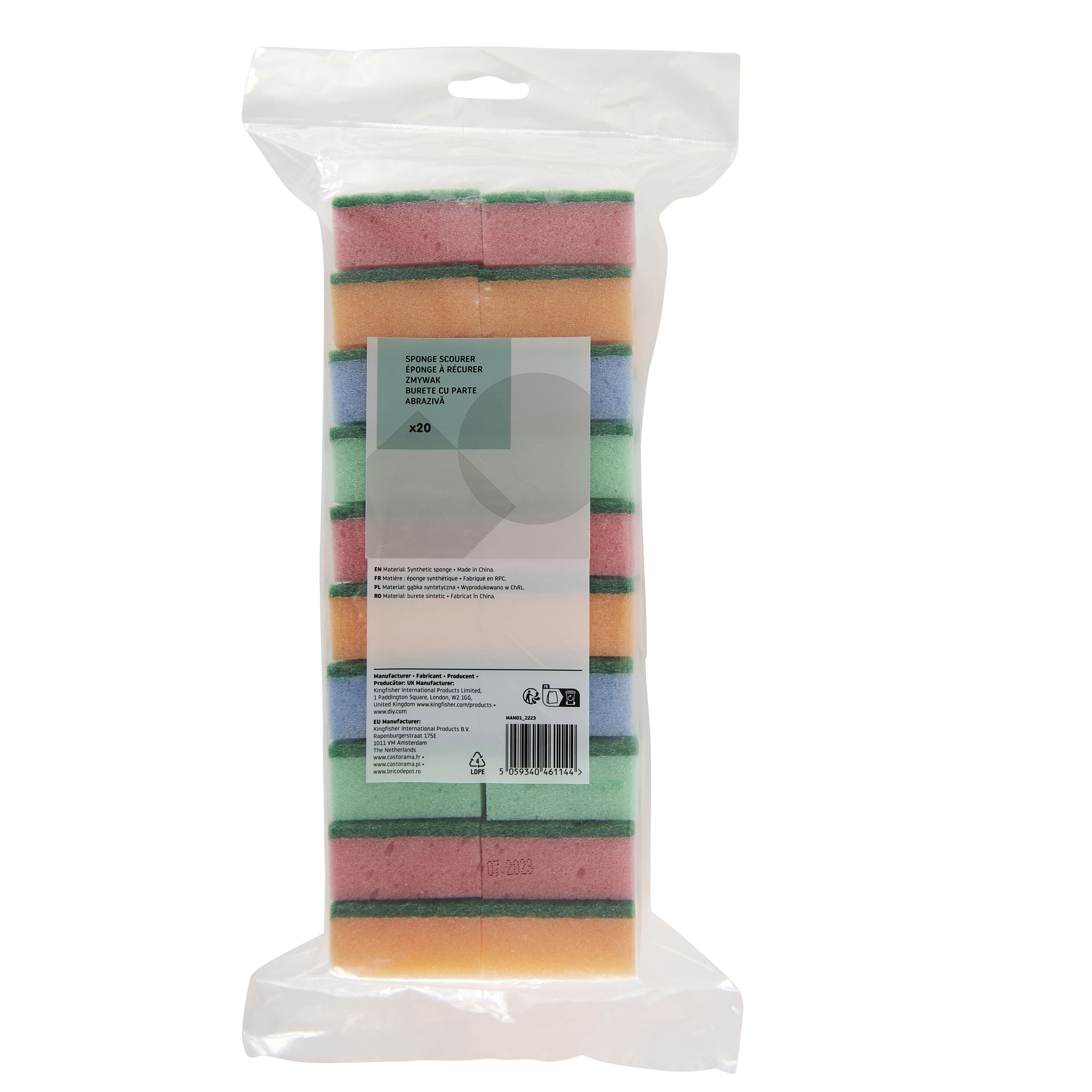 Multicolour Synthetic sponge scourer, Pack of 20