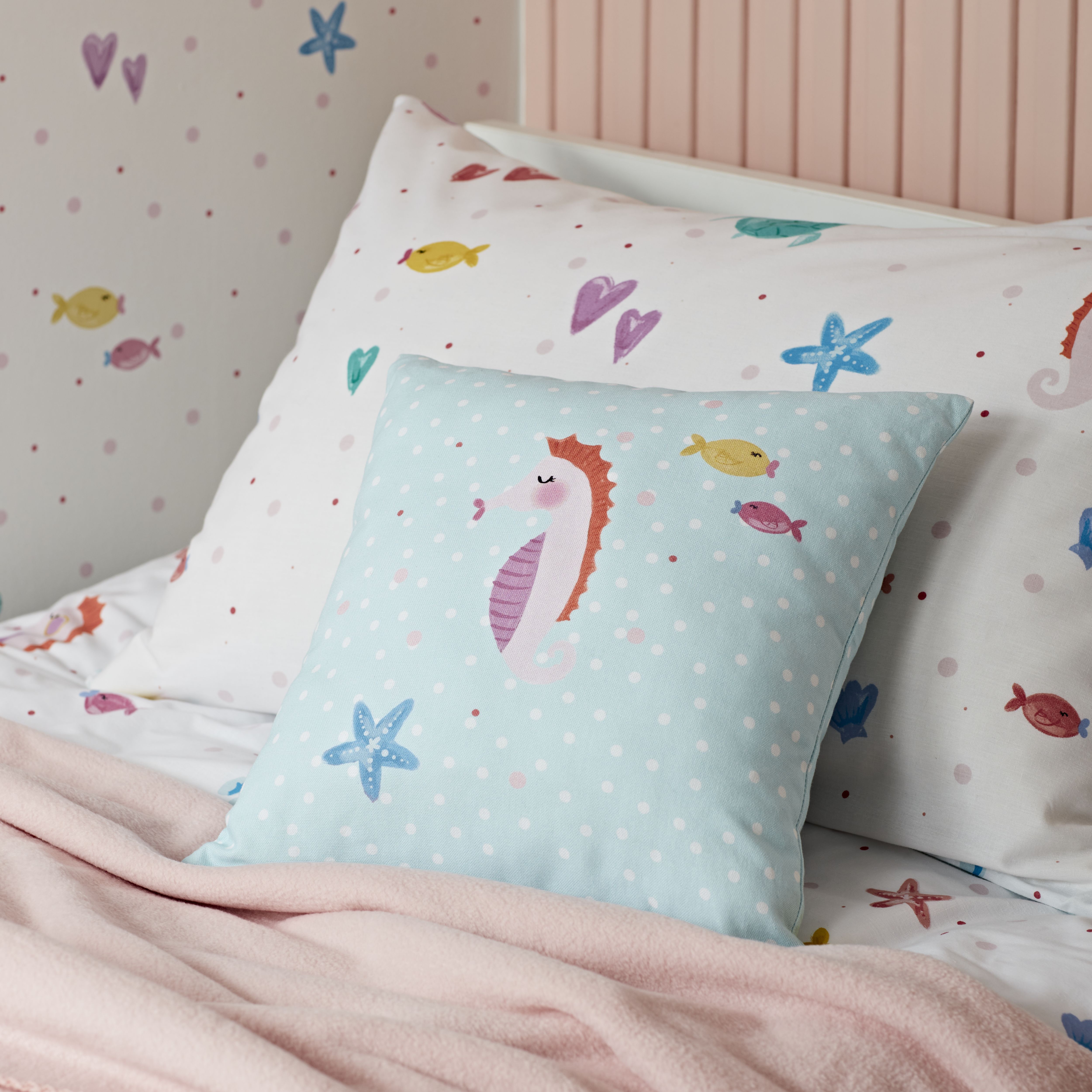 Multicolour Underwater Print effect Indoor Cushion, (L)35cm x (W)35cm