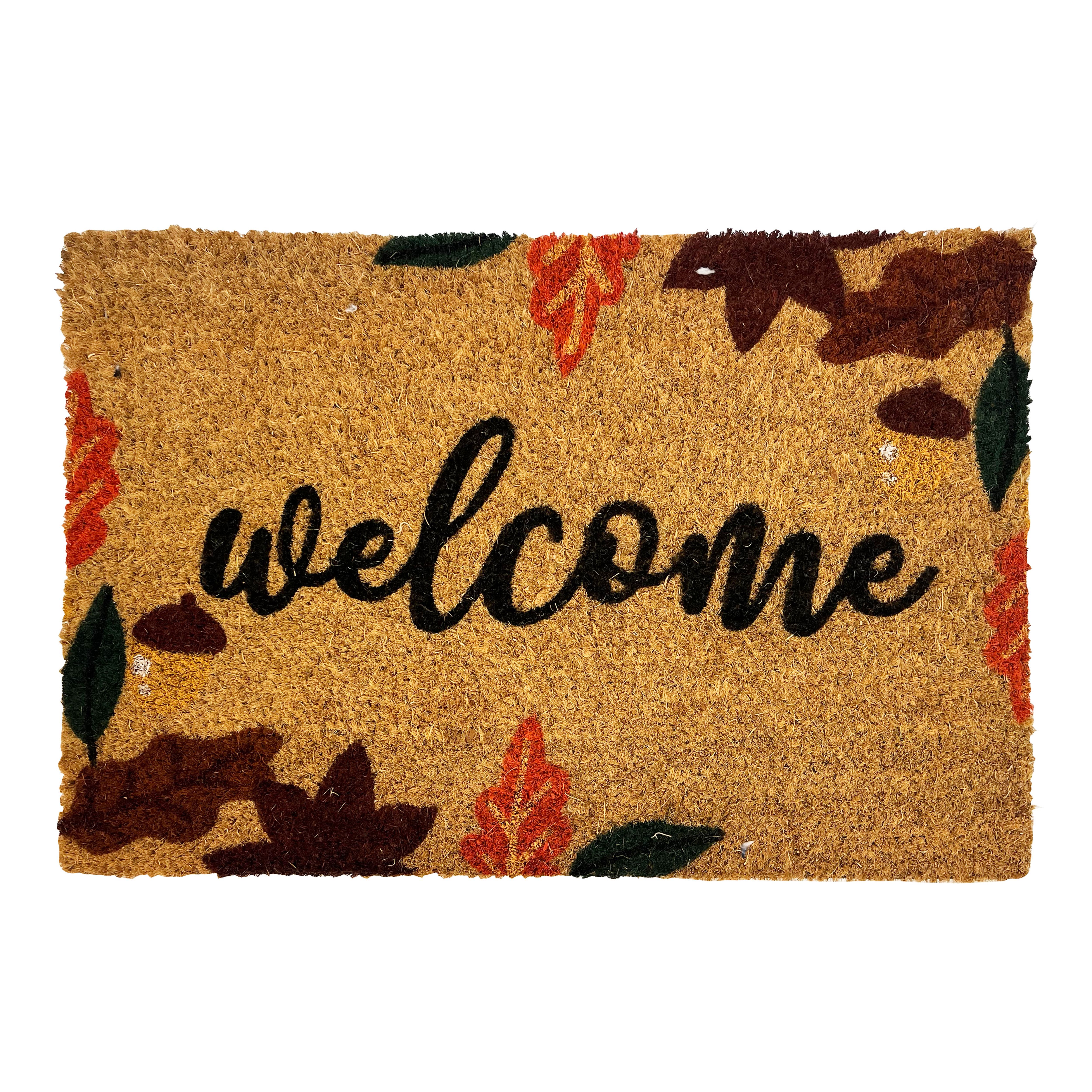 Multicolour Welcome Leaves Door mat, 57cm x 40cm