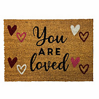 Multicoloured You Are Loved Door mat, 57cm x 40cm