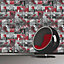 Muriva Black, grey & red Best of British Textured Wallpaper