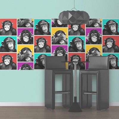 Muriva Cheeky chimps Multicolour Animal Embossed Wallpaper