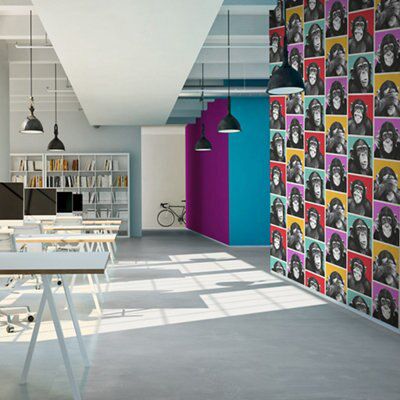 Muriva Cheeky chimps Multicolour Animal Embossed Wallpaper